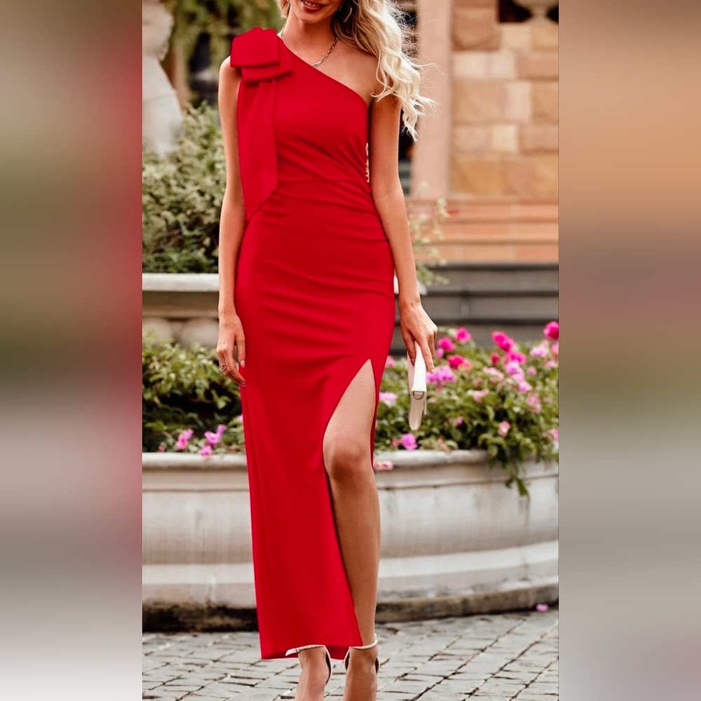 Pink PrettyGarden One-Shoulder Dress-Color In Stock Photo Wrong